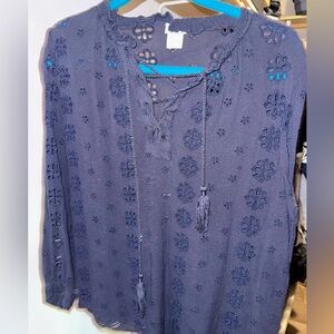 Chico's Dark Blue Floral Blouse